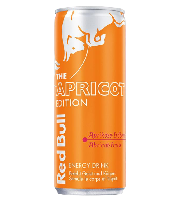 Red Bull Apricot Edition Energy Drink - Aprikose-Erdbeere Geschmacksrichtung, orange Dose, limitierte Special Edition