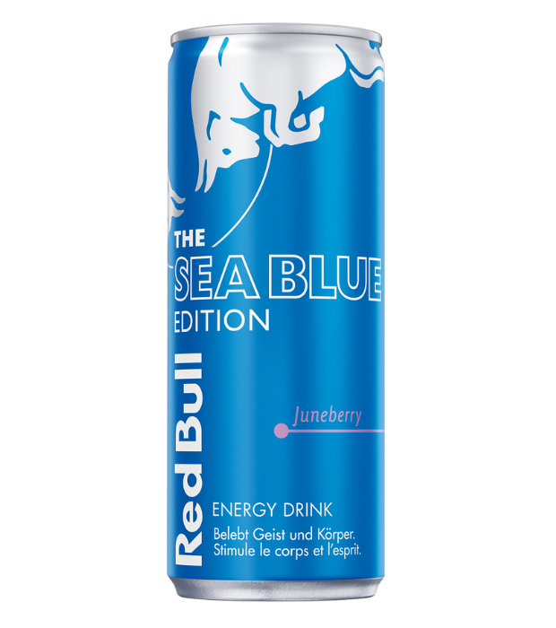 Red Bull Seablue Edition Energy Drink - Juneberry Geschmacksrichtung, blaue Dose, limitierte Special Edition