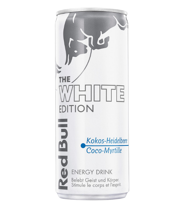 Red Bull White Edition Energy Drink - Kokos-Heidelbeere Geschmacksrichtung, weisse Dose, limitierte Special Edition